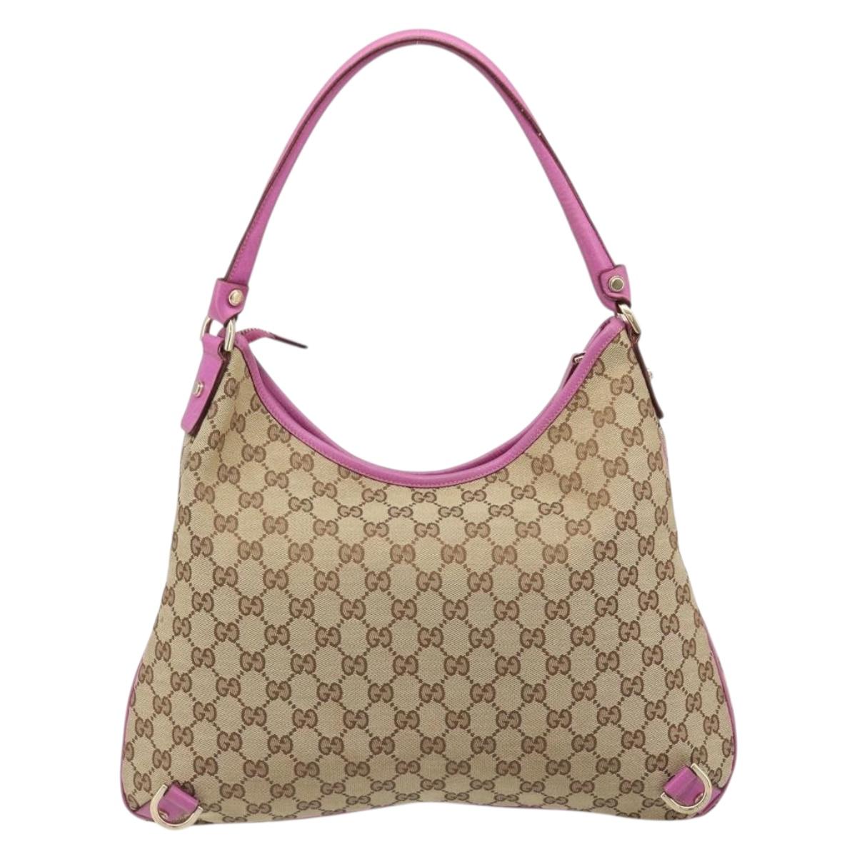 GUCCI GG Canvas Abbey Shoulder Bag Beige Gold 130737 Auth 187022SAV