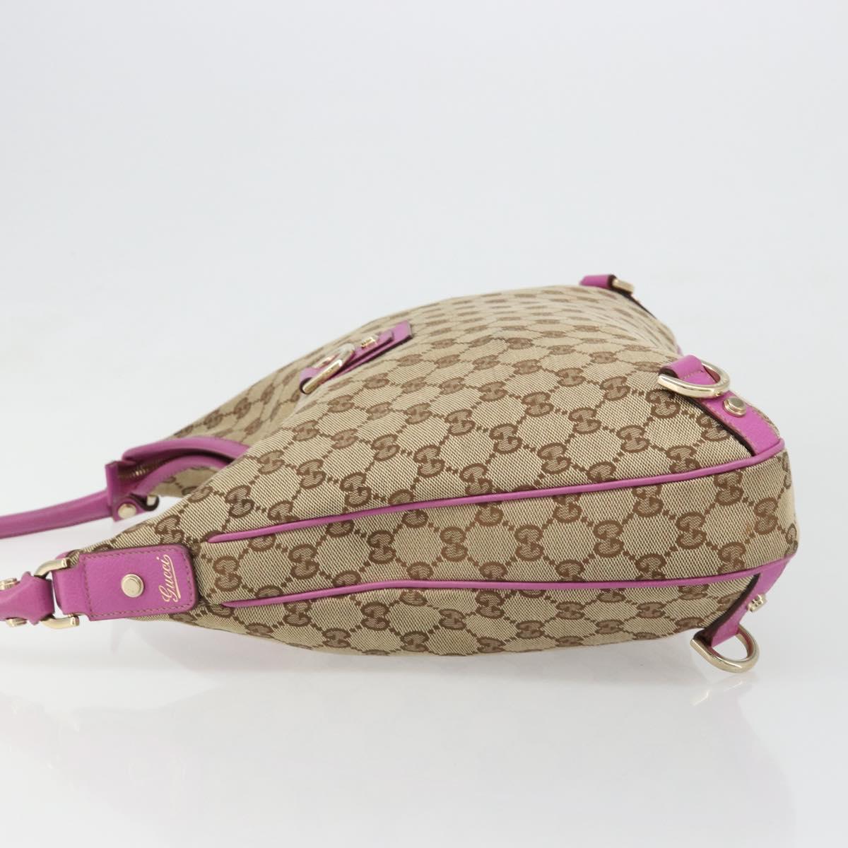 GUCCI GG Canvas Abbey Shoulder Bag Beige Gold 130737 Auth 187022SAV