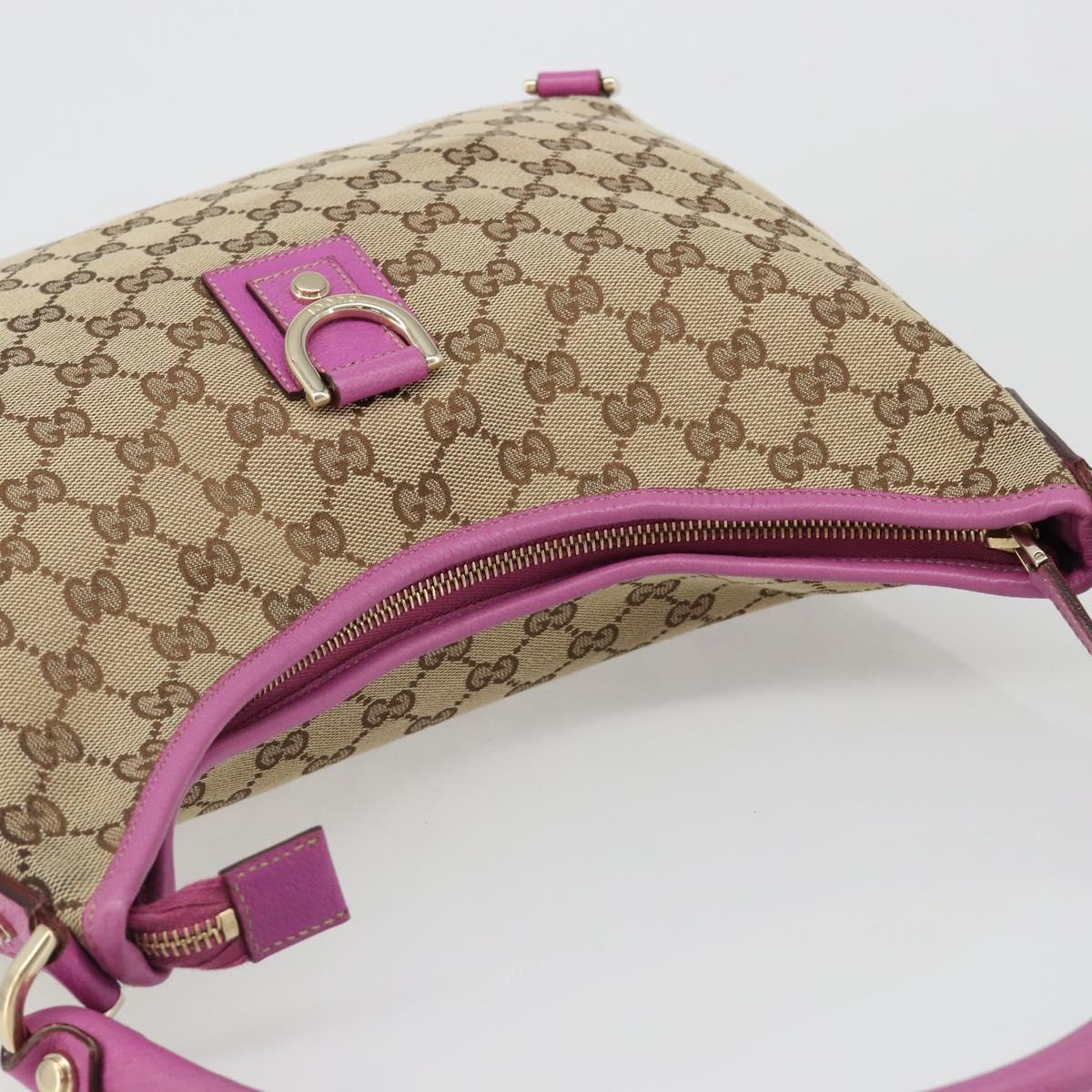 GUCCI GG Canvas Abbey Shoulder Bag Beige Gold 130737 Auth 187022SAV