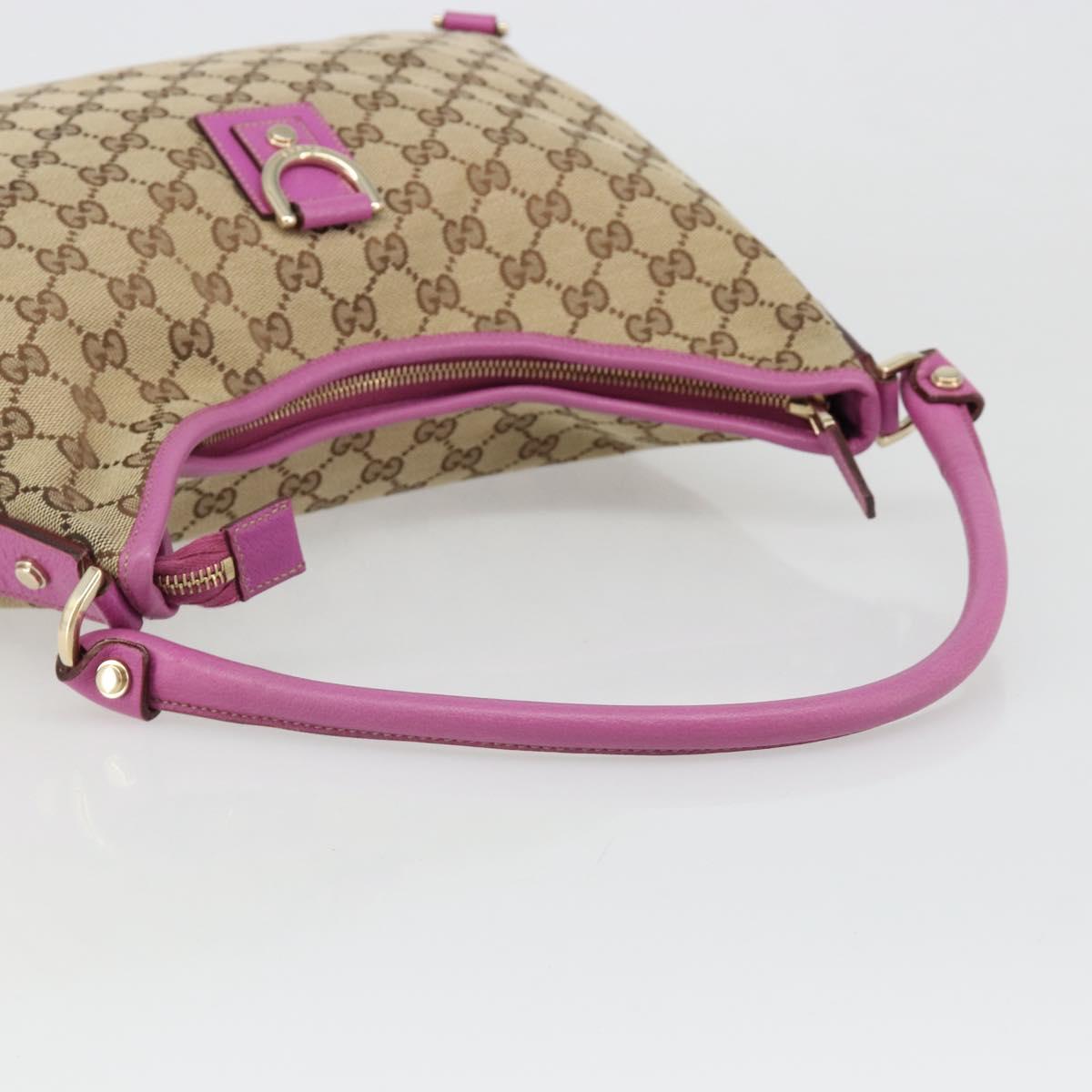 GUCCI GG Canvas Abbey Shoulder Bag Beige Gold 130737 Auth 187022SAV