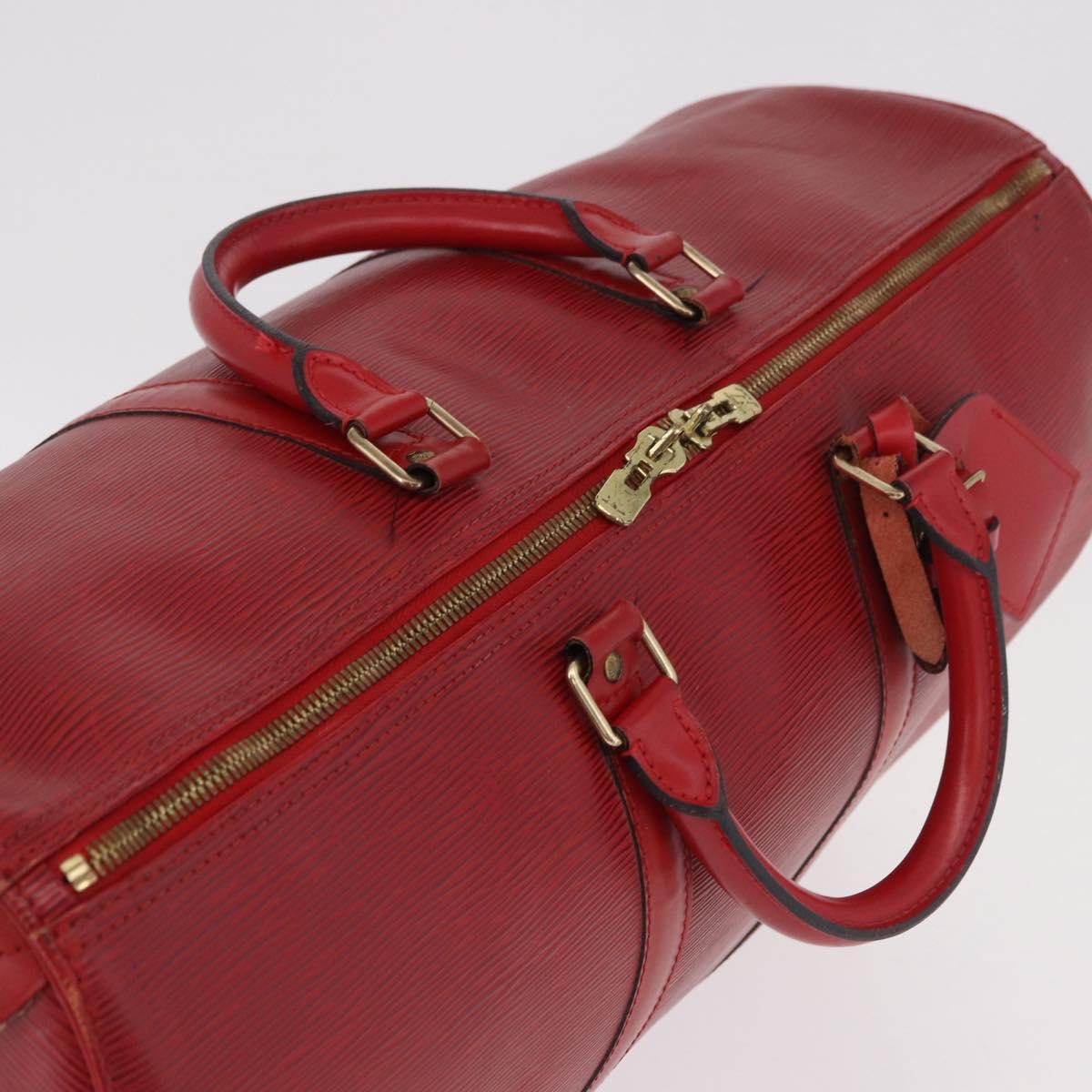 LOUIS VUITTON Epi Keepall 50 Boston Bag Red M42967 LV Auth 187026