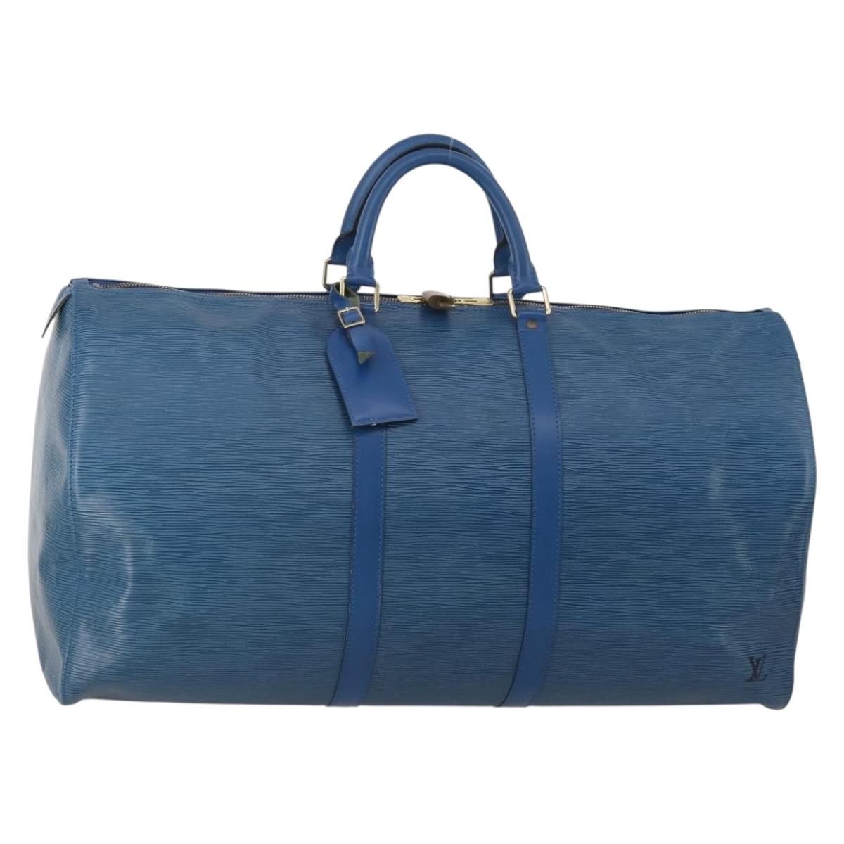 LOUIS VUITTON Epi Keepall 55 Boston Bag Toledo Blue M42955 LV Auth 187027A