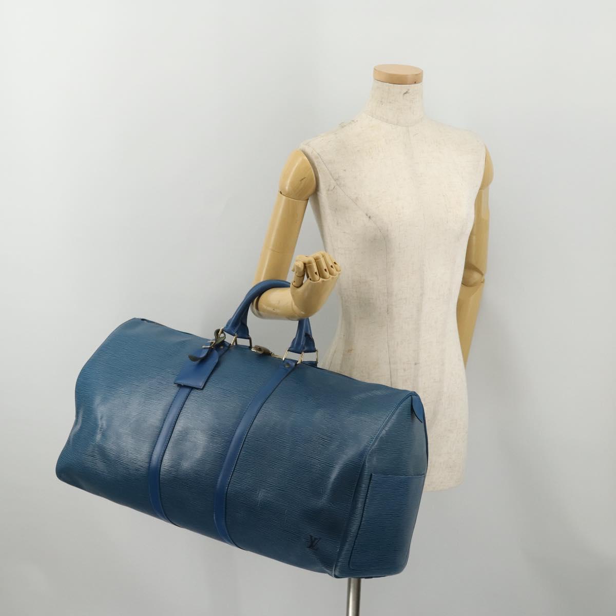 LOUIS VUITTON Epi Keepall 55 Boston Bag Toledo Blue M42955 LV Auth 187027A