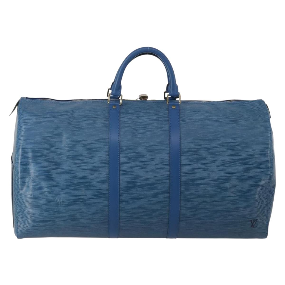 LOUIS VUITTON Epi Keepall 55 Boston Bag Toledo Blue M42955 LV Auth 187027A