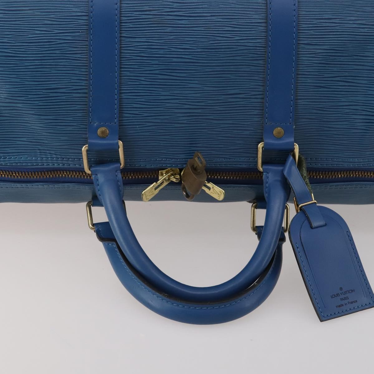 LOUIS VUITTON Epi Keepall 55 Boston Bag Toledo Blue M42955 LV Auth 187027A