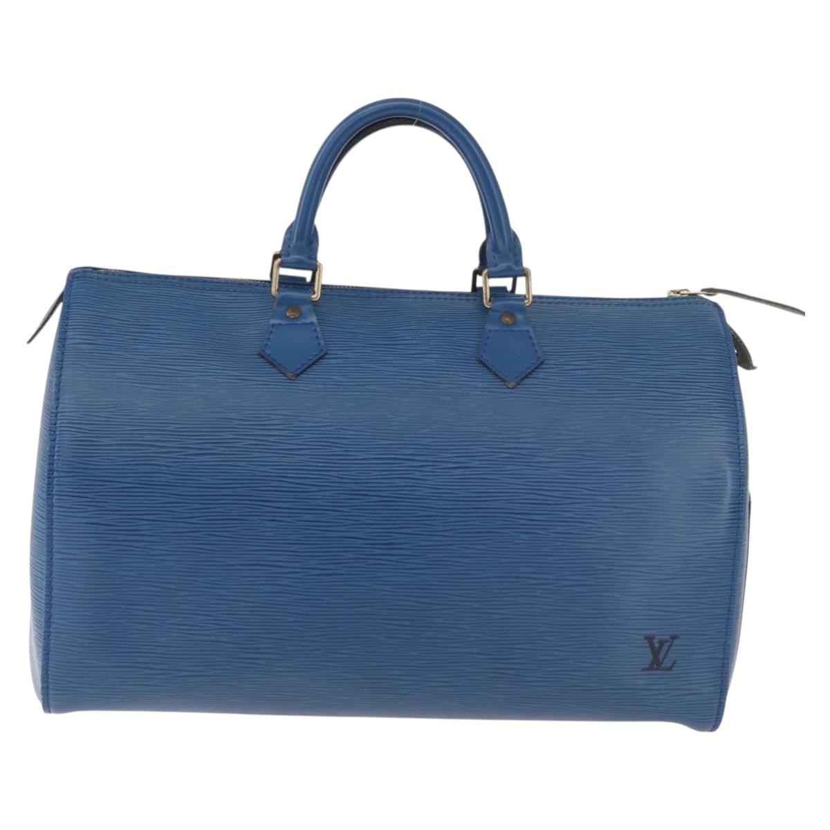 LOUIS VUITTON Epi Speedy 35 Hand Bag Toledo Blue M42995 LV Auth 187028SAV