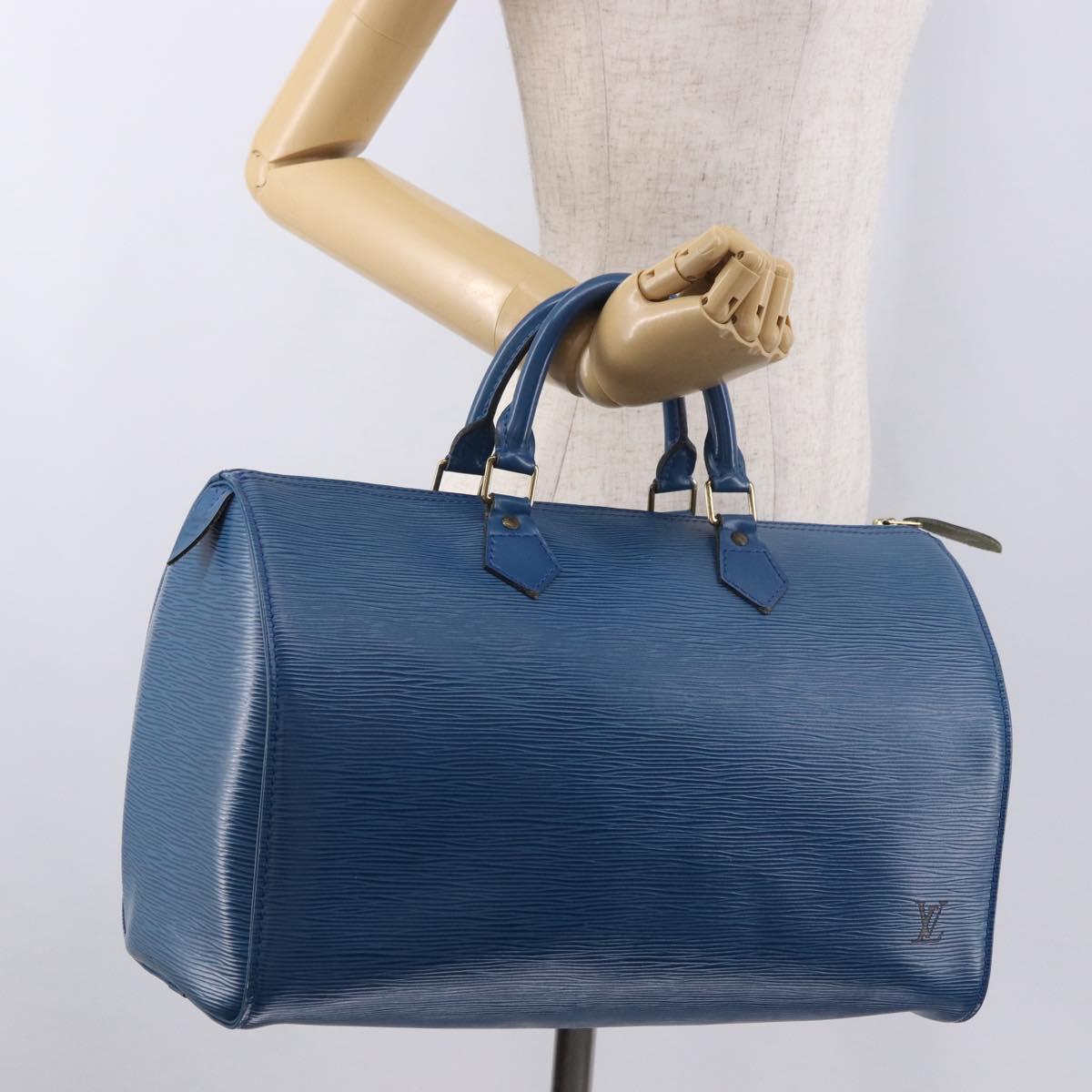 LOUIS VUITTON Epi Speedy 35 Hand Bag Toledo Blue M42995 LV Auth 187028SAV