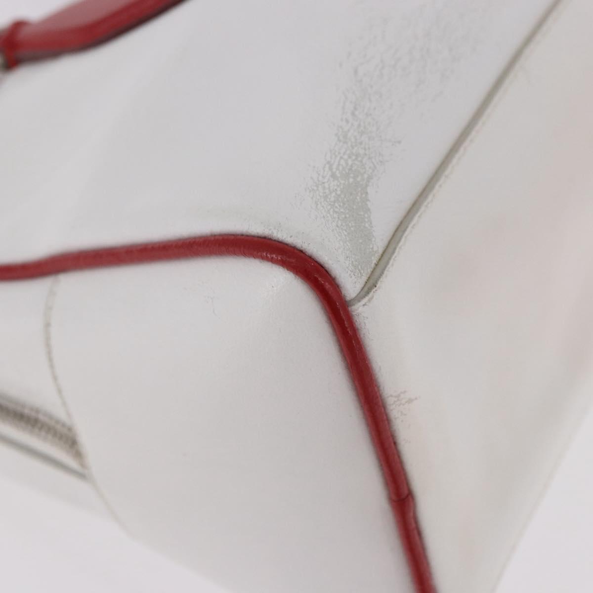 Miu Miu Hand Bag Leather White Silver Auth 187031