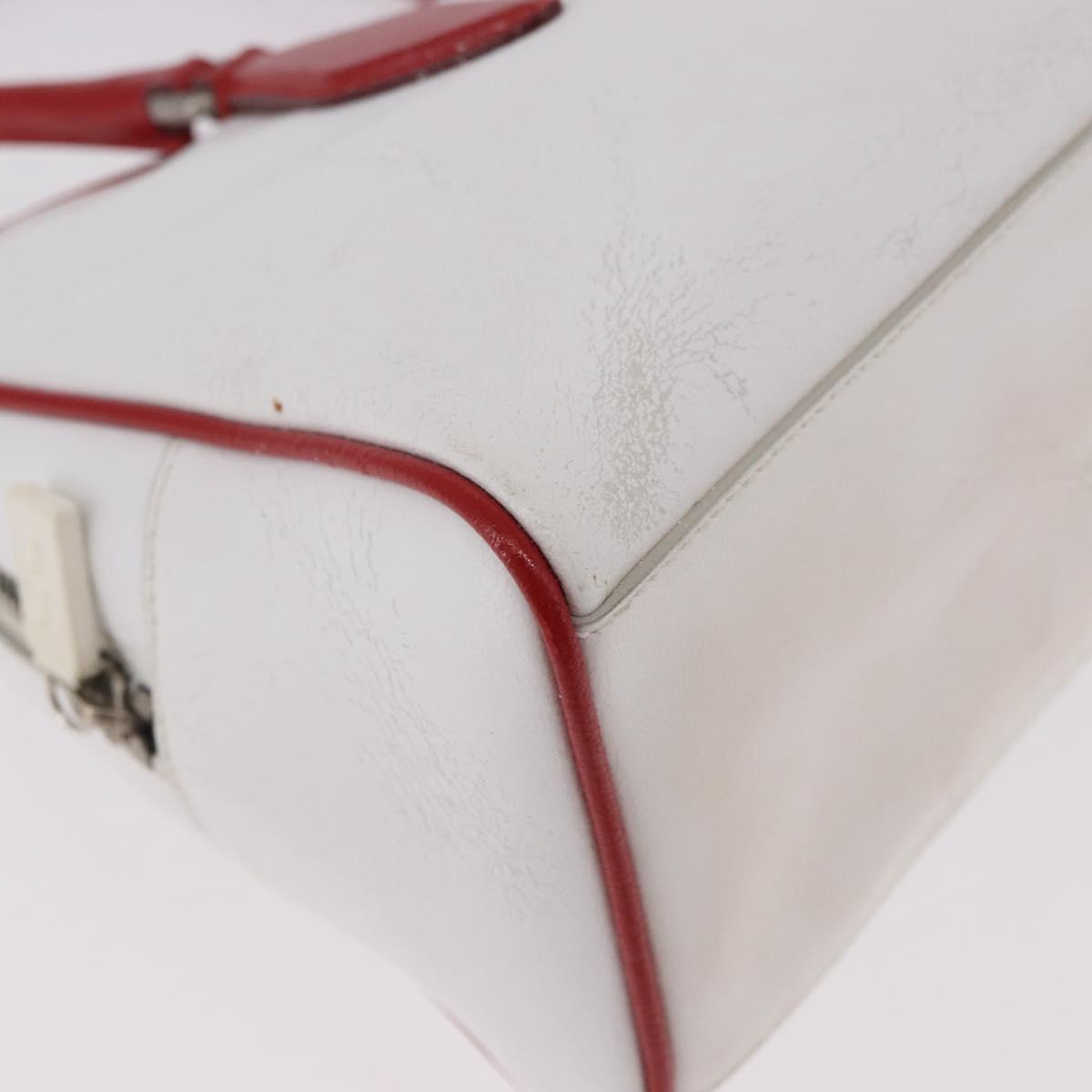 Miu Miu Hand Bag Leather White Silver Auth 187031