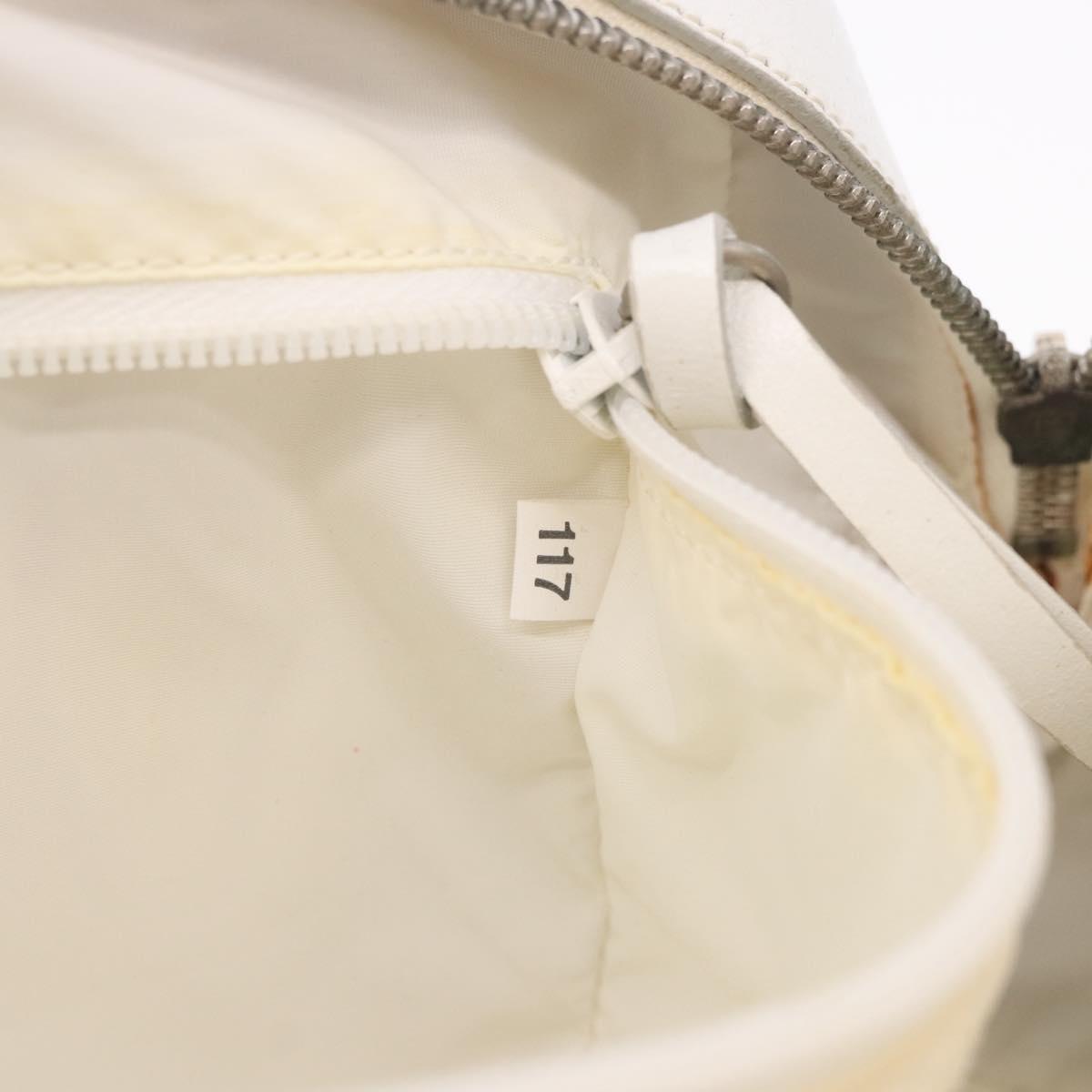 Miu Miu Hand Bag Leather White Silver Auth 187031