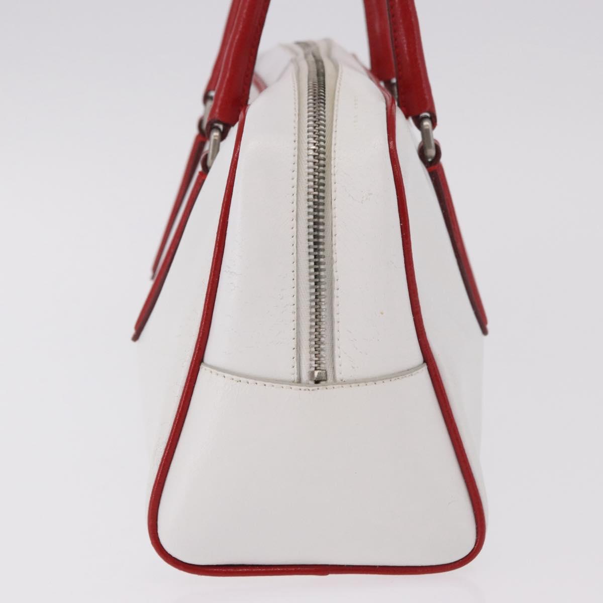 Miu Miu Hand Bag Leather White Silver Auth 187031