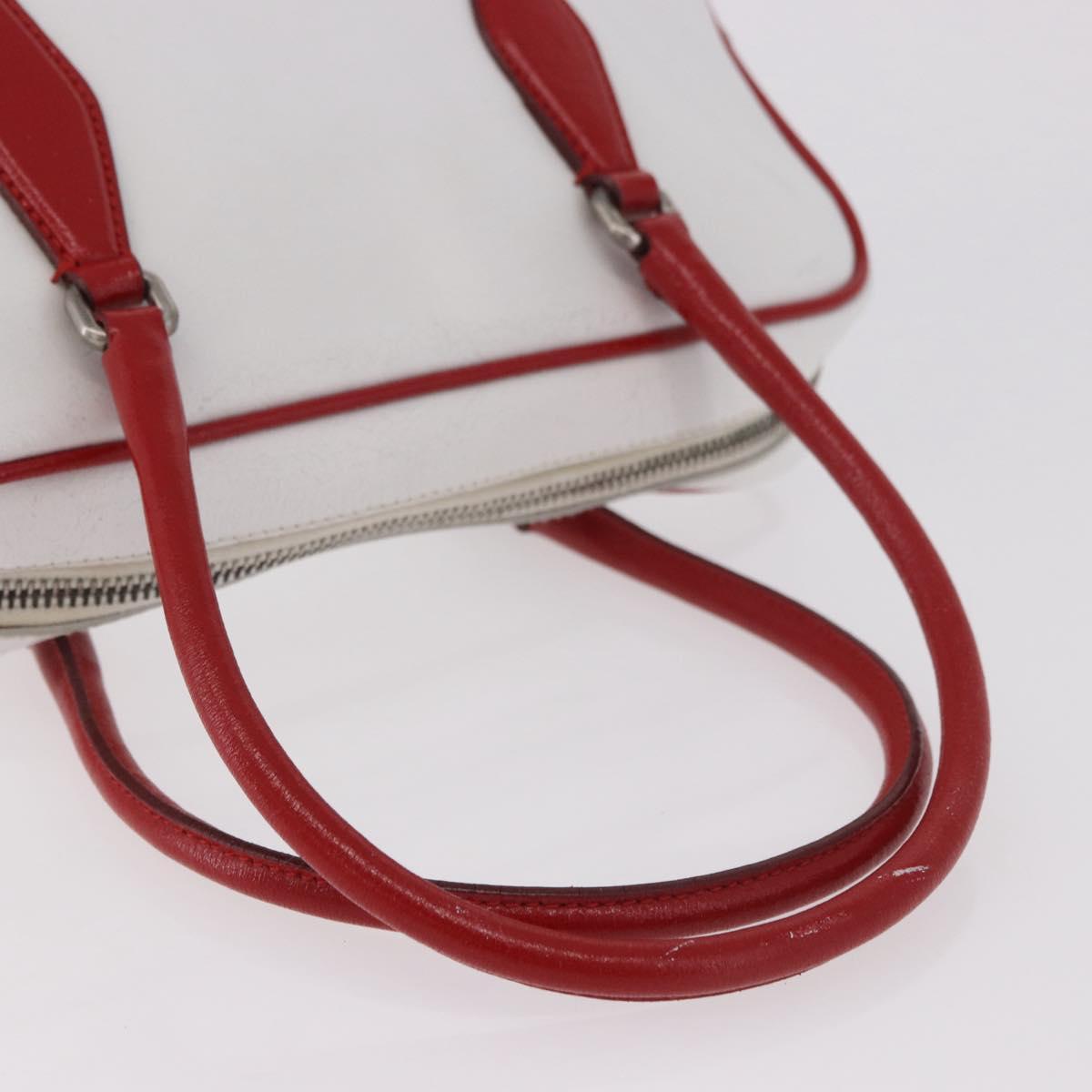 Miu Miu Hand Bag Leather White Silver Auth 187031