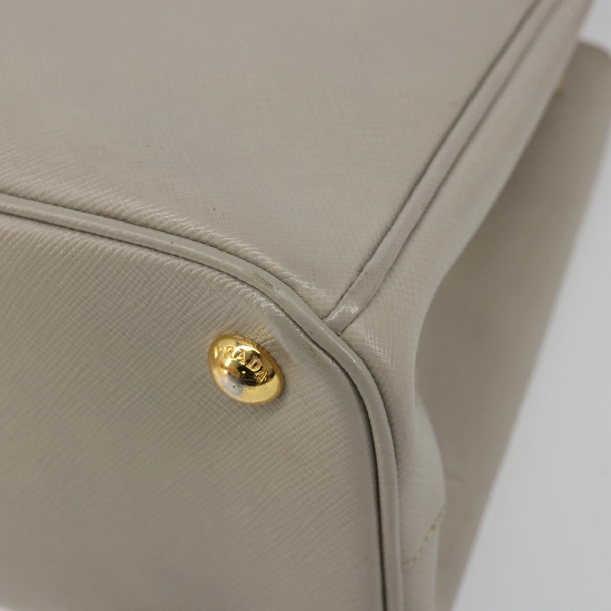 PRADA Hand Bag Saffiano leather 2way Gray Gold Auth 187034A