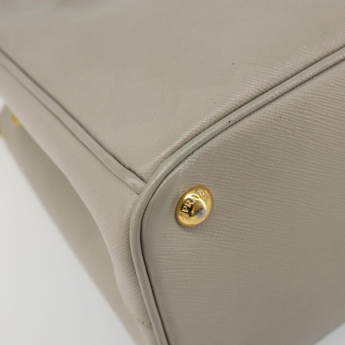 PRADA Hand Bag Saffiano leather 2way Gray Gold Auth 187034A