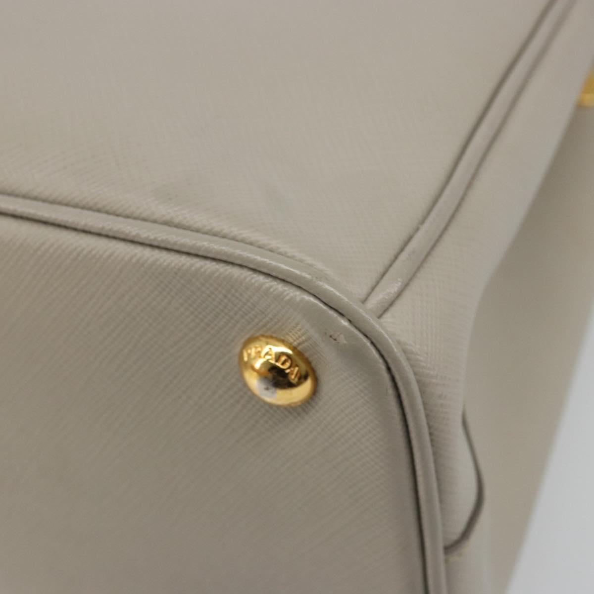 PRADA Hand Bag Saffiano leather 2way Gray Gold Auth 187034A