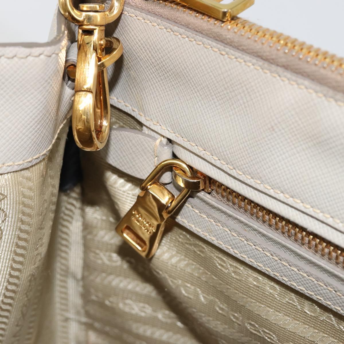 PRADA Hand Bag Saffiano leather 2way Gray Gold Auth 187034A