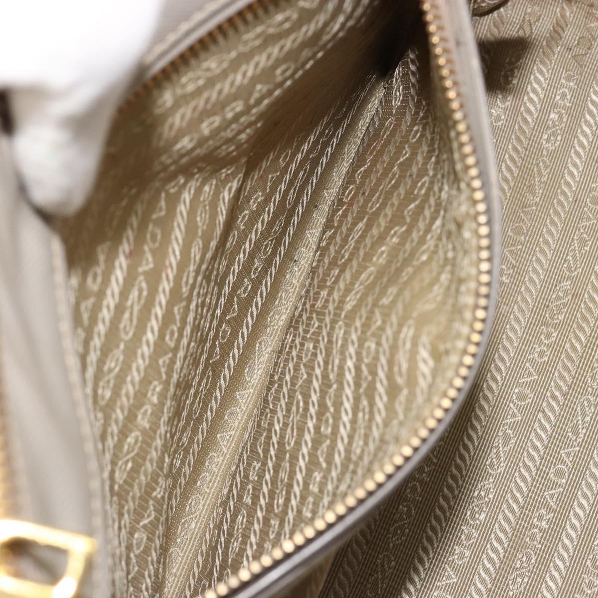 PRADA Hand Bag Saffiano leather 2way Gray Gold Auth 187034A