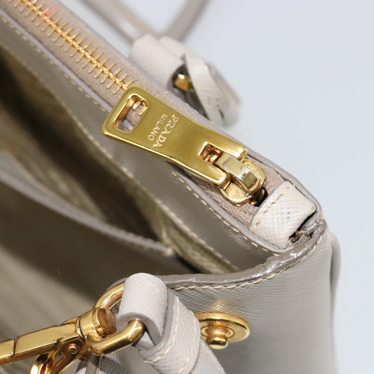 PRADA Hand Bag Saffiano leather 2way Gray Gold Auth 187034A
