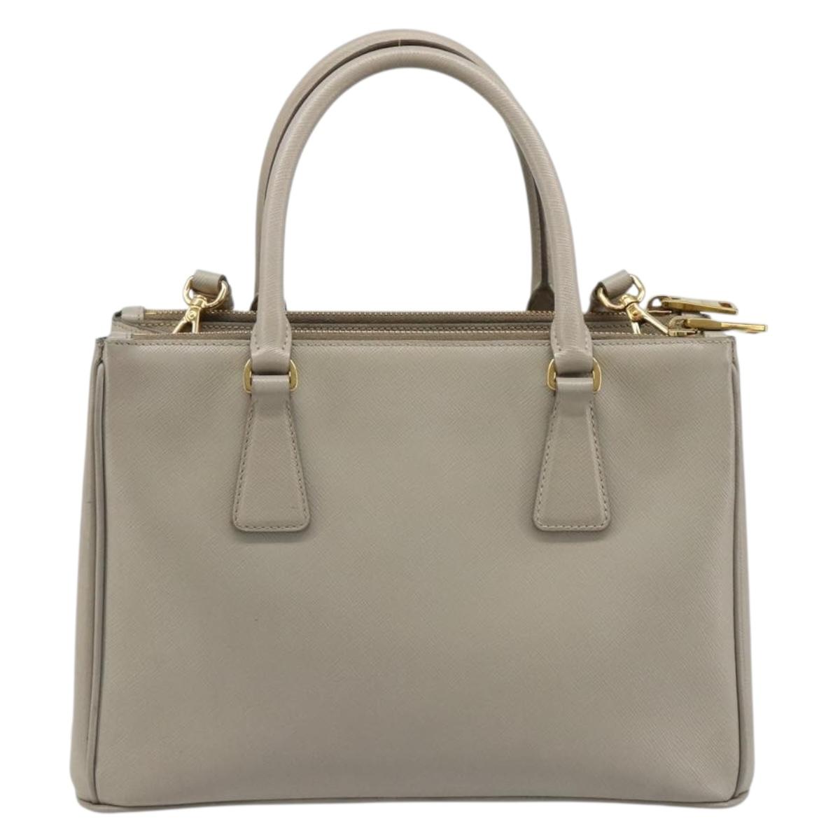 PRADA Hand Bag Saffiano leather 2way Gray Gold Auth 187034A
