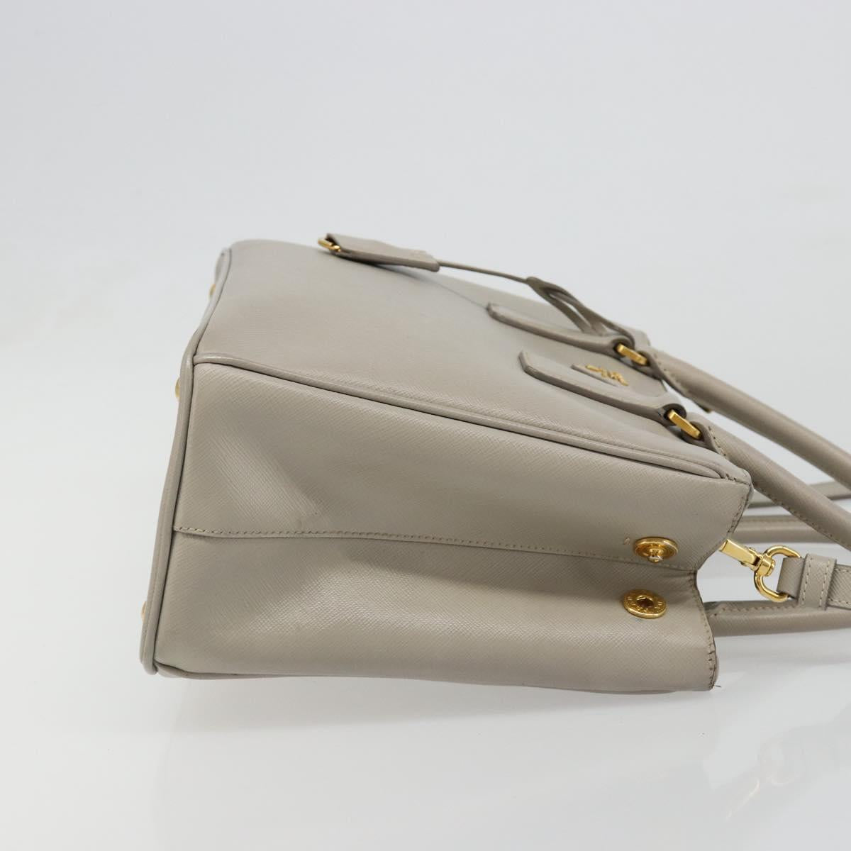 PRADA Hand Bag Saffiano leather 2way Gray Gold Auth 187034A