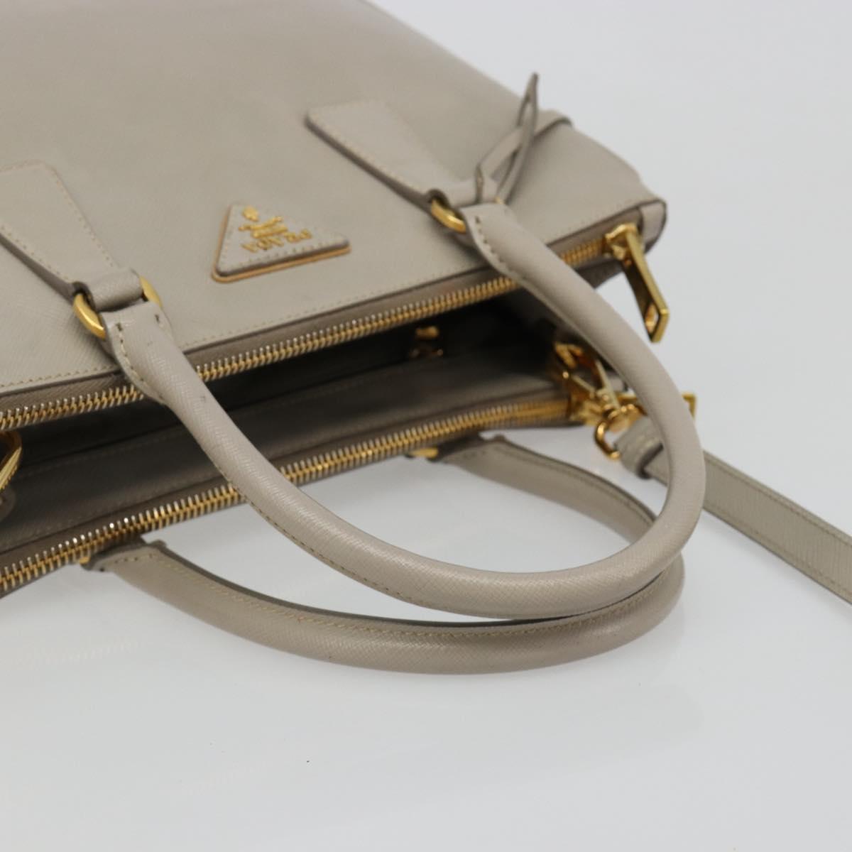 PRADA Hand Bag Saffiano leather 2way Gray Gold Auth 187034A