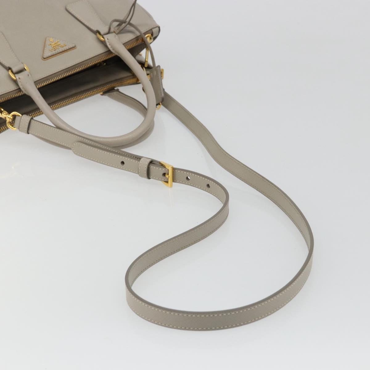 PRADA Hand Bag Saffiano leather 2way Gray Gold Auth 187034A