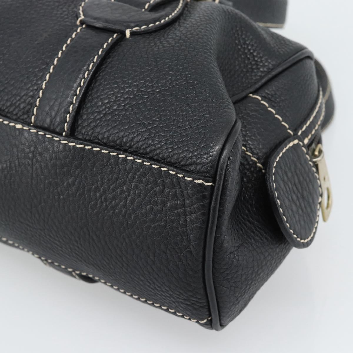 CELINE Tote Bag Leather Black Gold Auth 187040SAV