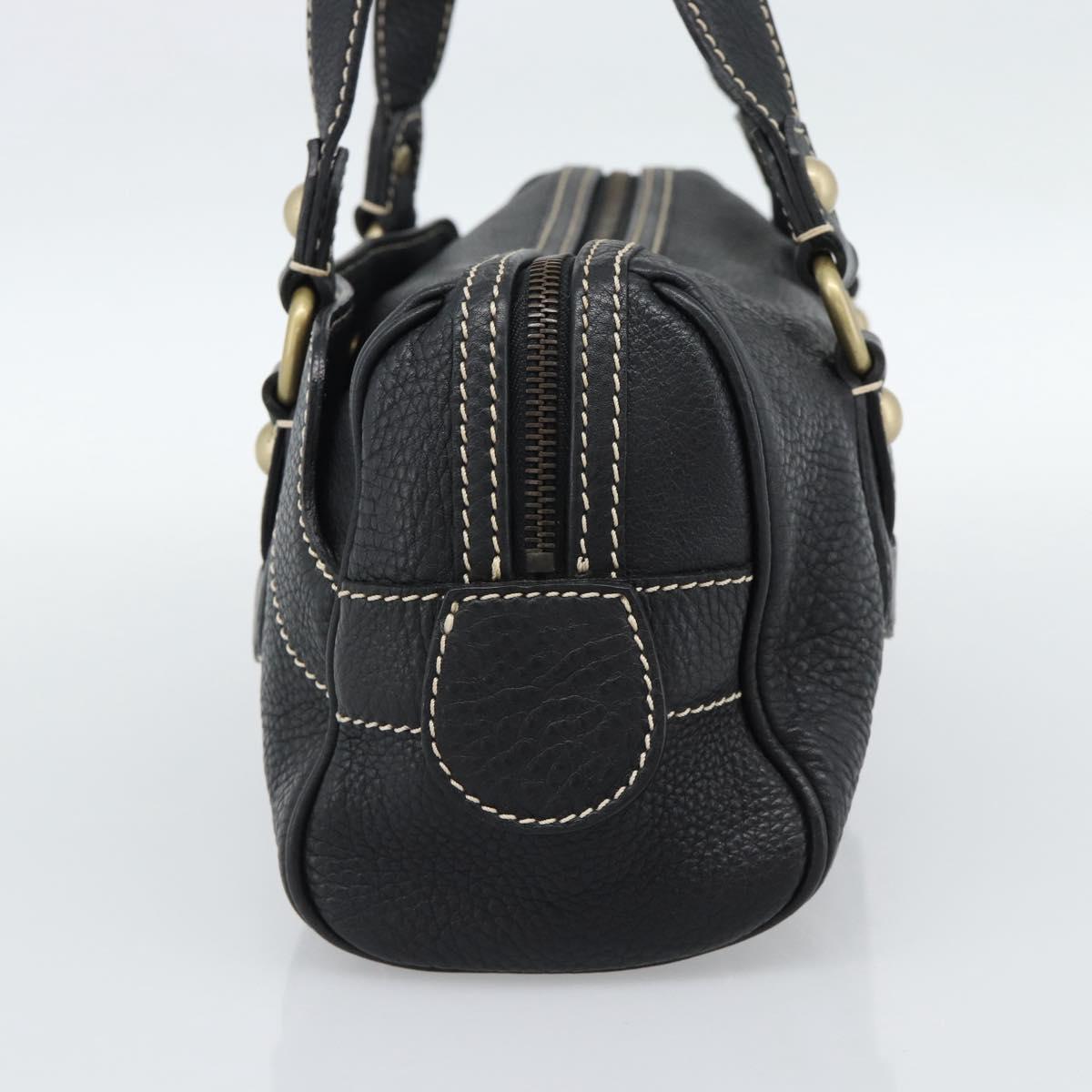 CELINE Tote Bag Leather Black Gold Auth 187040SAV