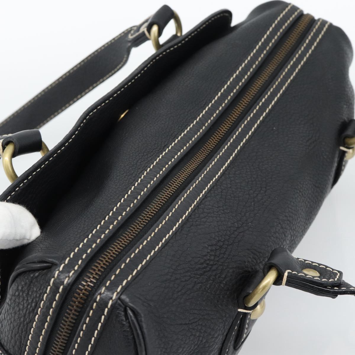 CELINE Tote Bag Leather Black Gold Auth 187040SAV