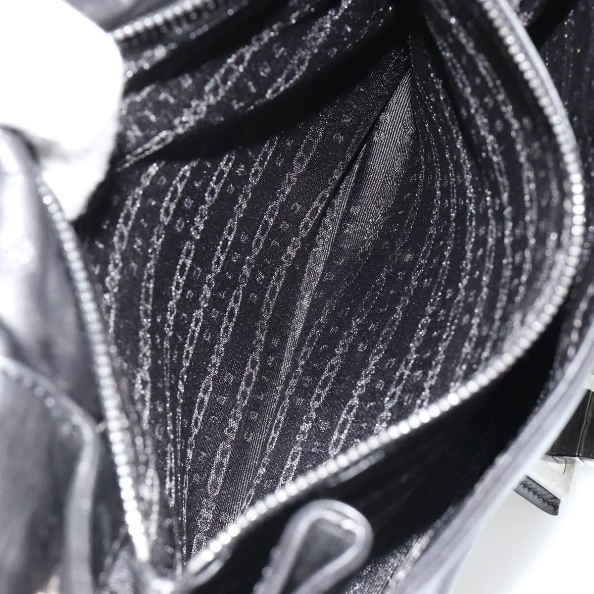 CELINE Chain Shoulder Bag Leather Black Silver Auth 187041SAV