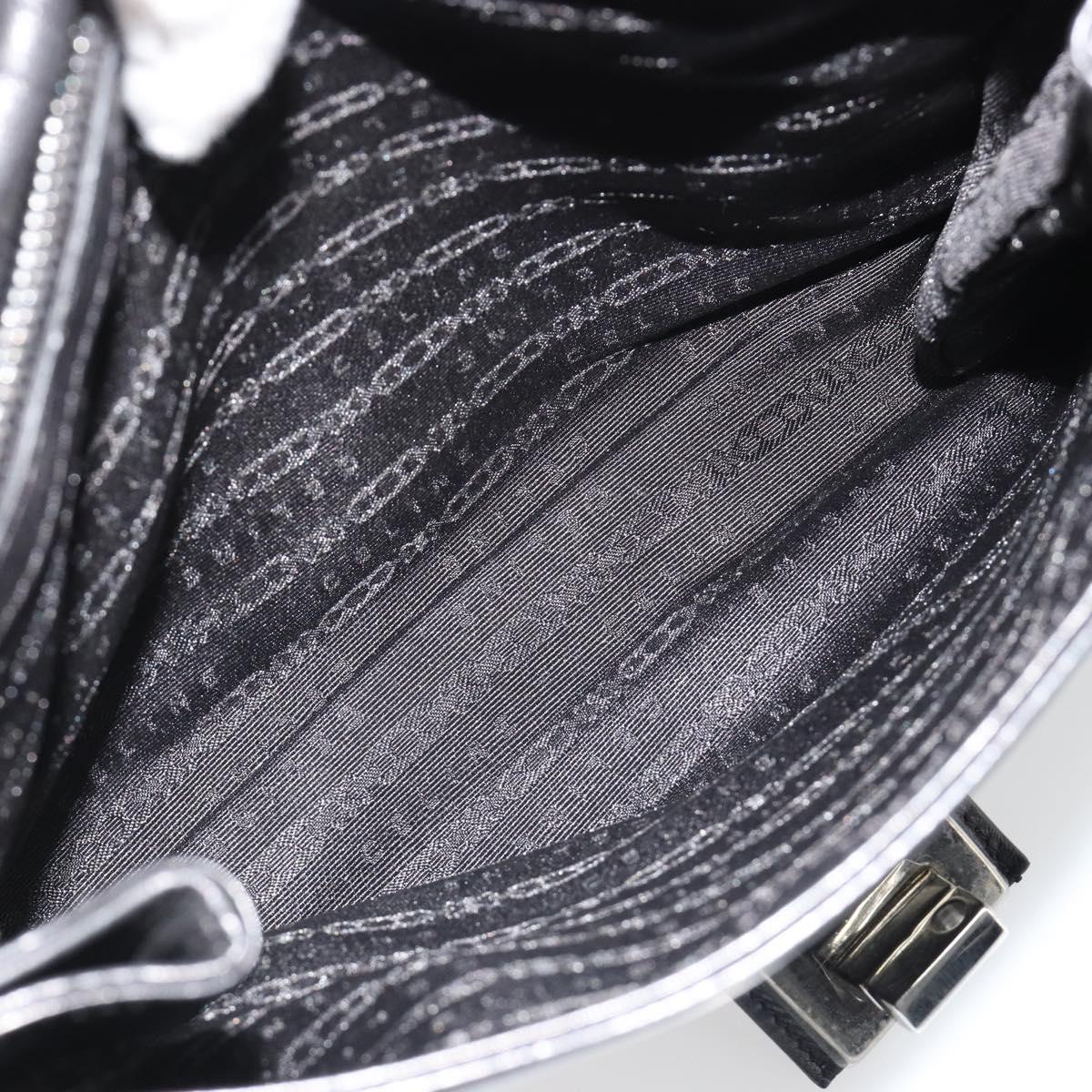 CELINE Chain Shoulder Bag Leather Black Silver Auth 187041SAV