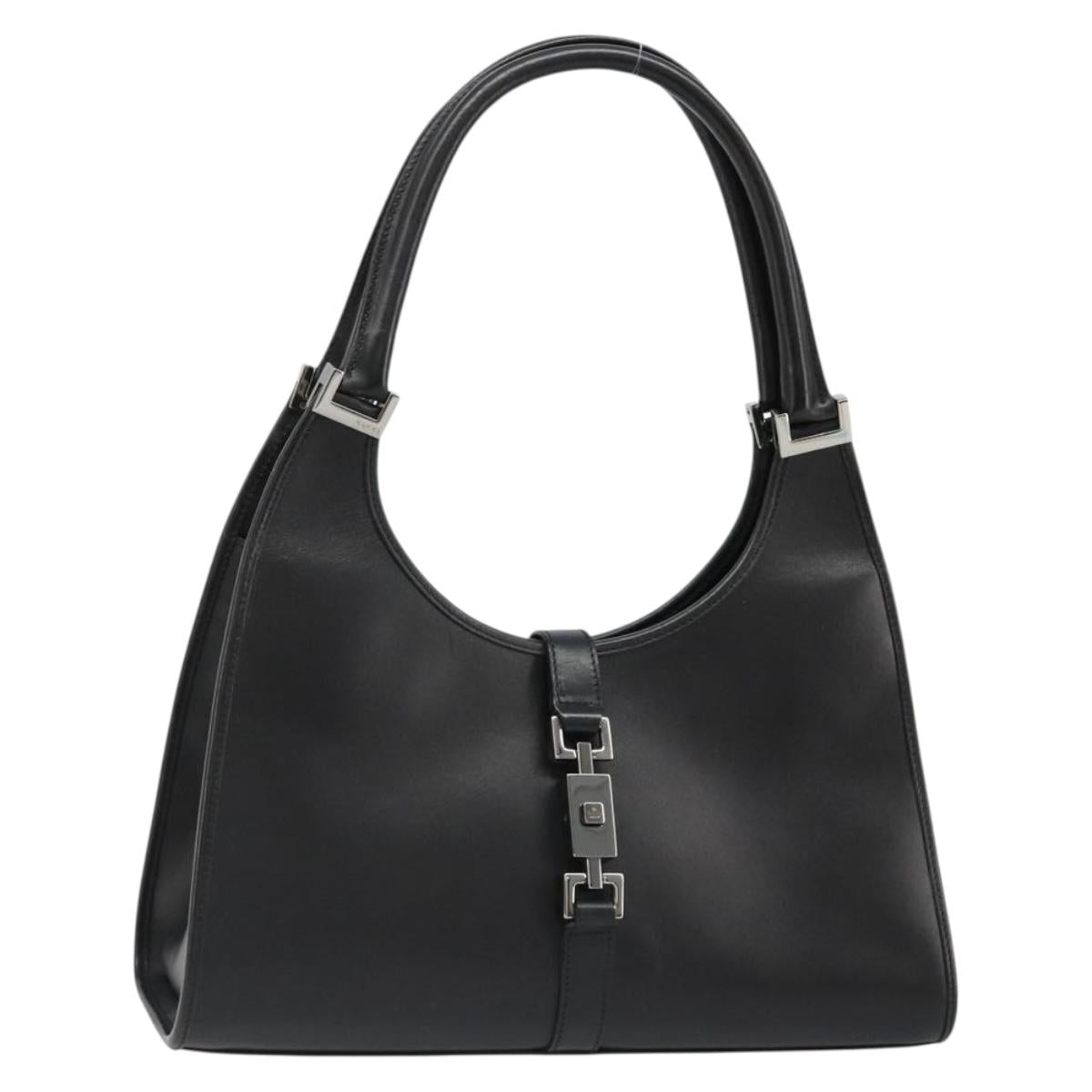 GUCCI Jackie Shoulder Bag Leather Black Silver 002 1067 Auth 187042SAV