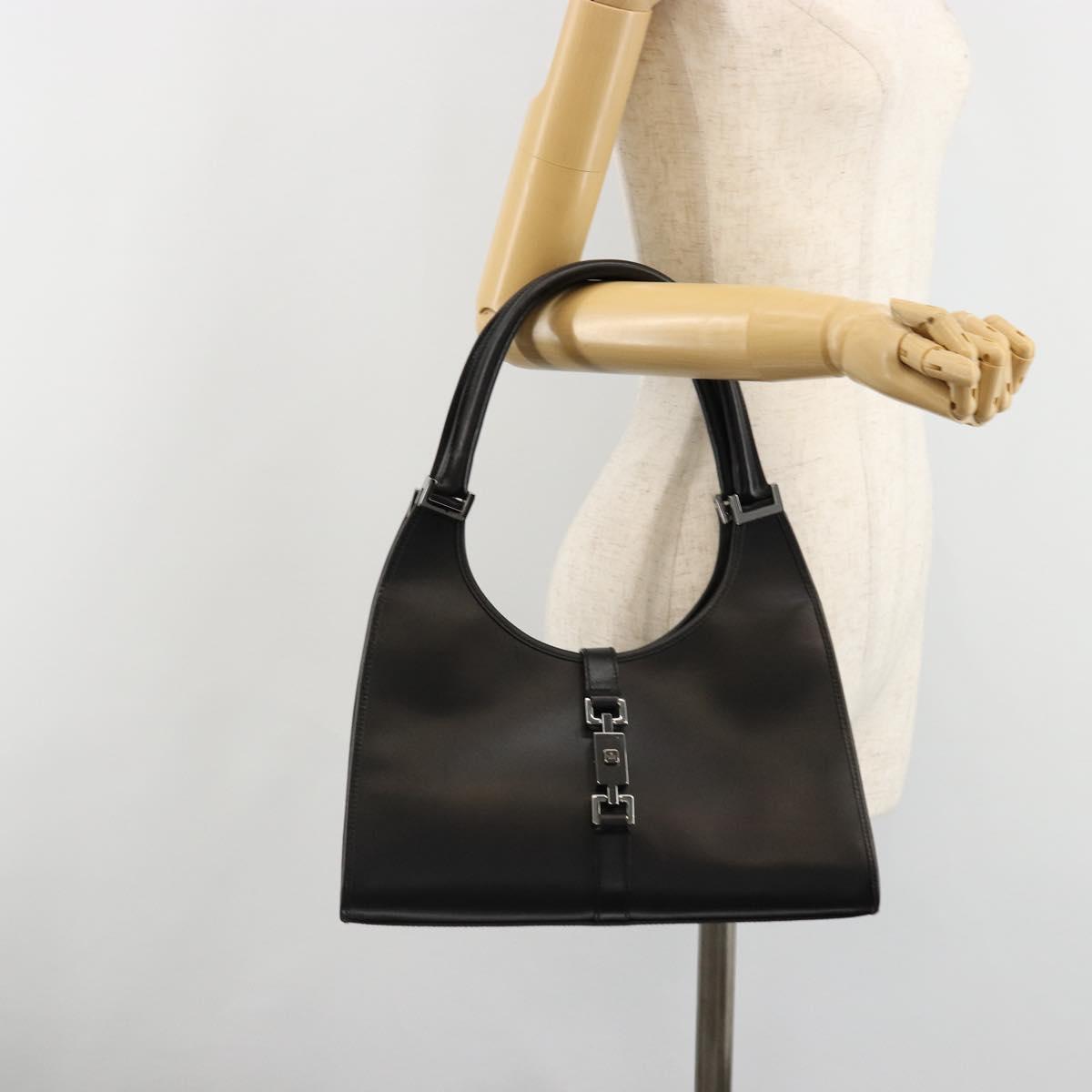 GUCCI Jackie Shoulder Bag Leather Black Silver 002 1067 Auth 187042SAV