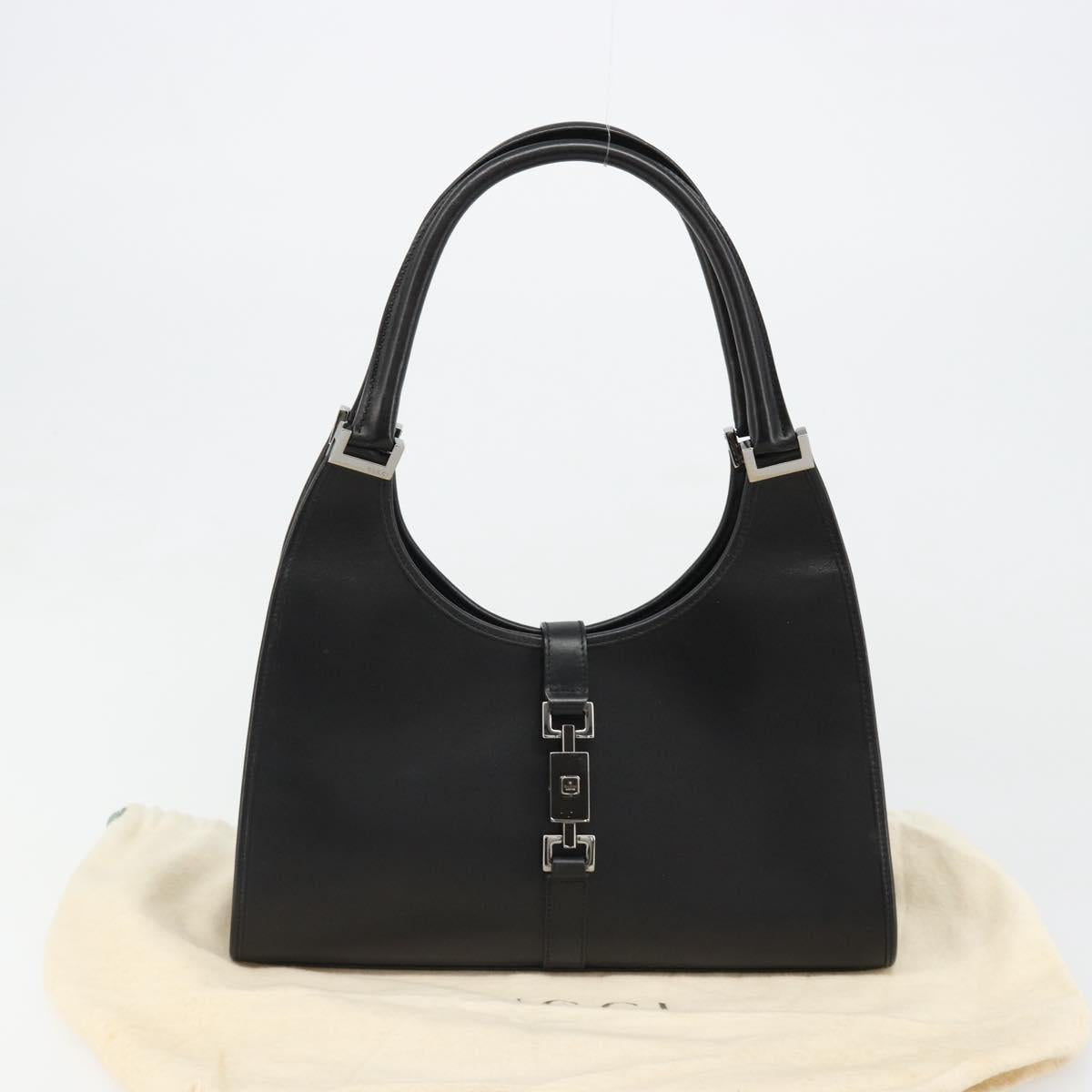 GUCCI Jackie Shoulder Bag Leather Black Silver 002 1067 Auth 187042SAV