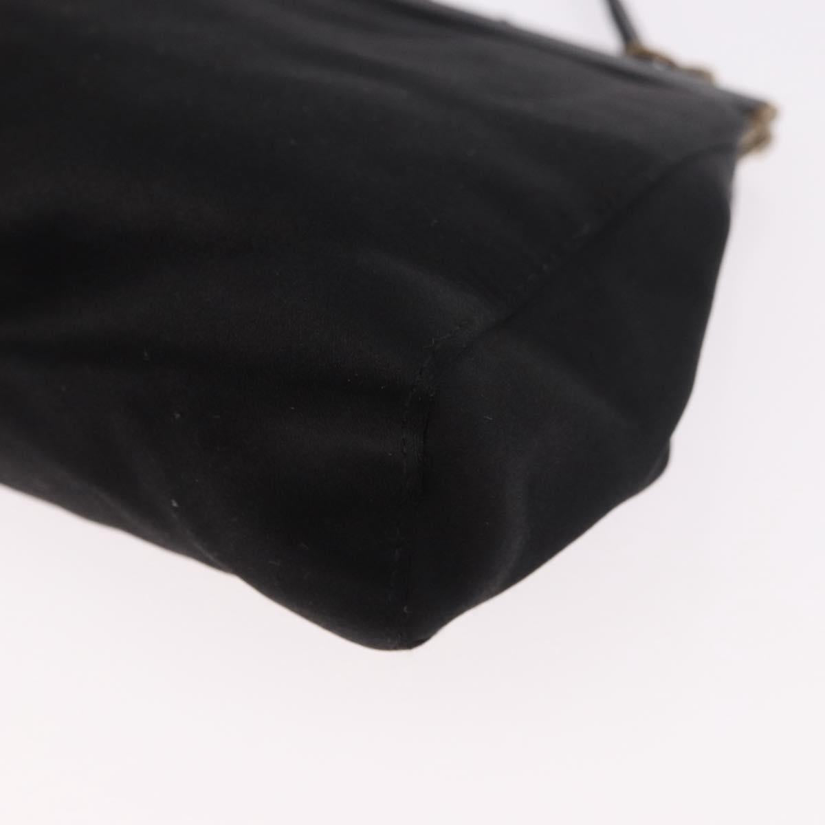 Miu Miu Hand Bag Satin Black Gold Auth 187043A