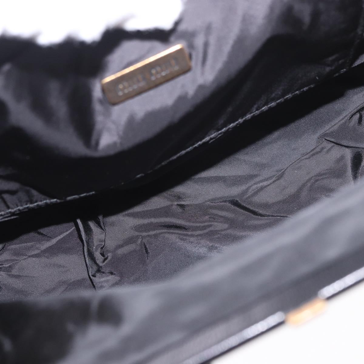 Miu Miu Hand Bag Satin Black Gold Auth 187043A