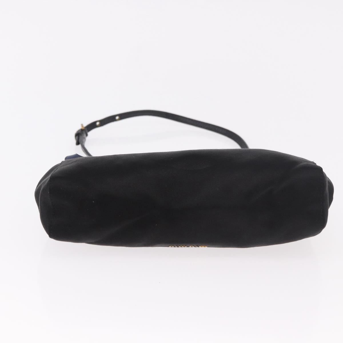 Miu Miu Hand Bag Satin Black Gold Auth 187043A