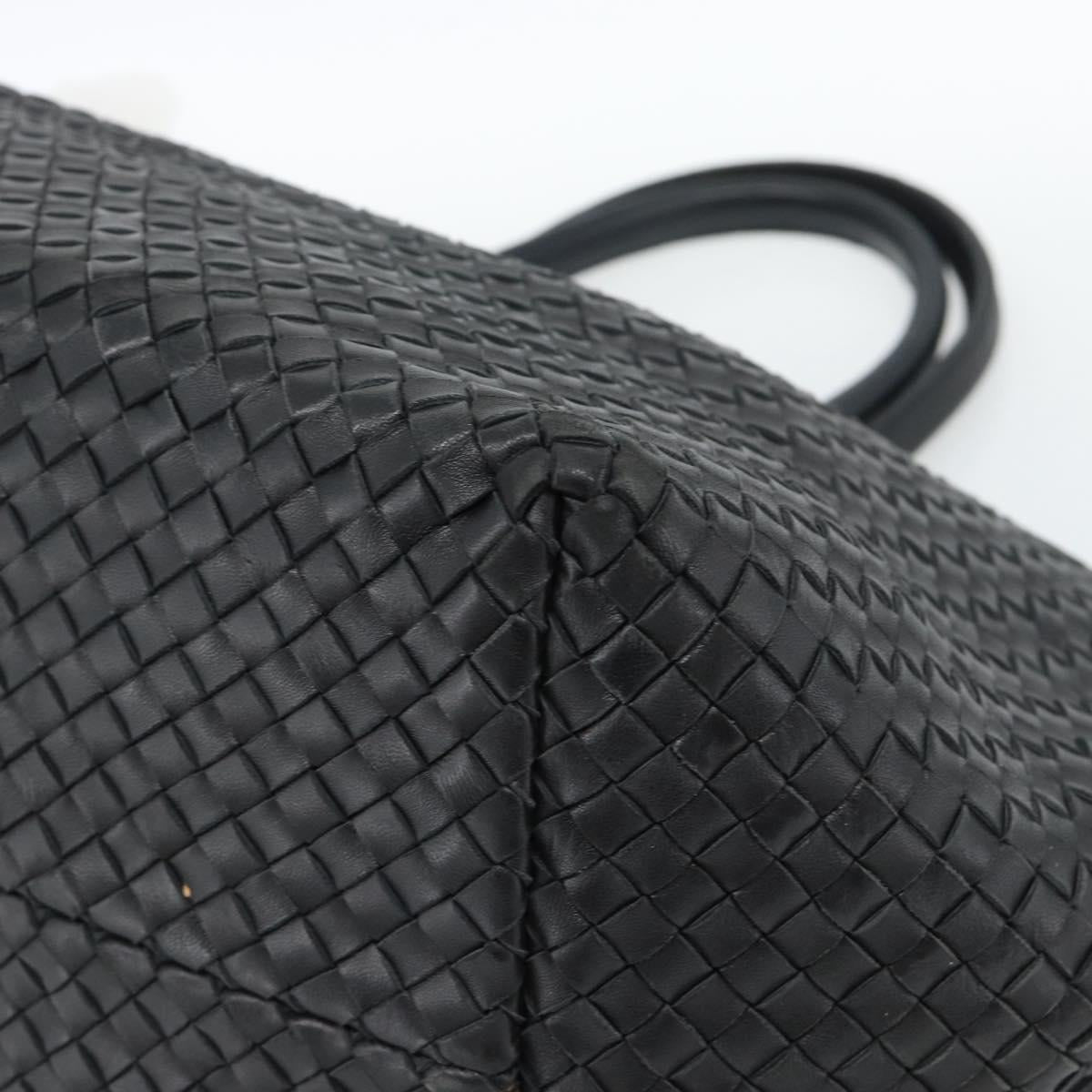 BOTTEGA VENETA INTRECCIATO Cabas MM Hand Bag Leather Black Auth 187044SAV