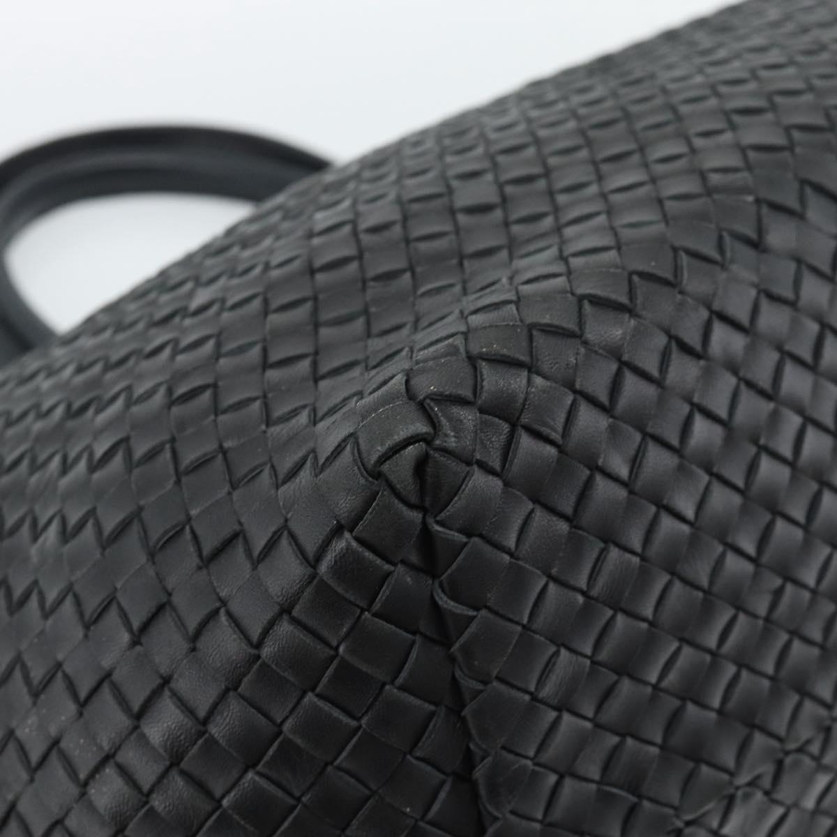 BOTTEGA VENETA INTRECCIATO Cabas MM Hand Bag Leather Black Auth 187044SAV