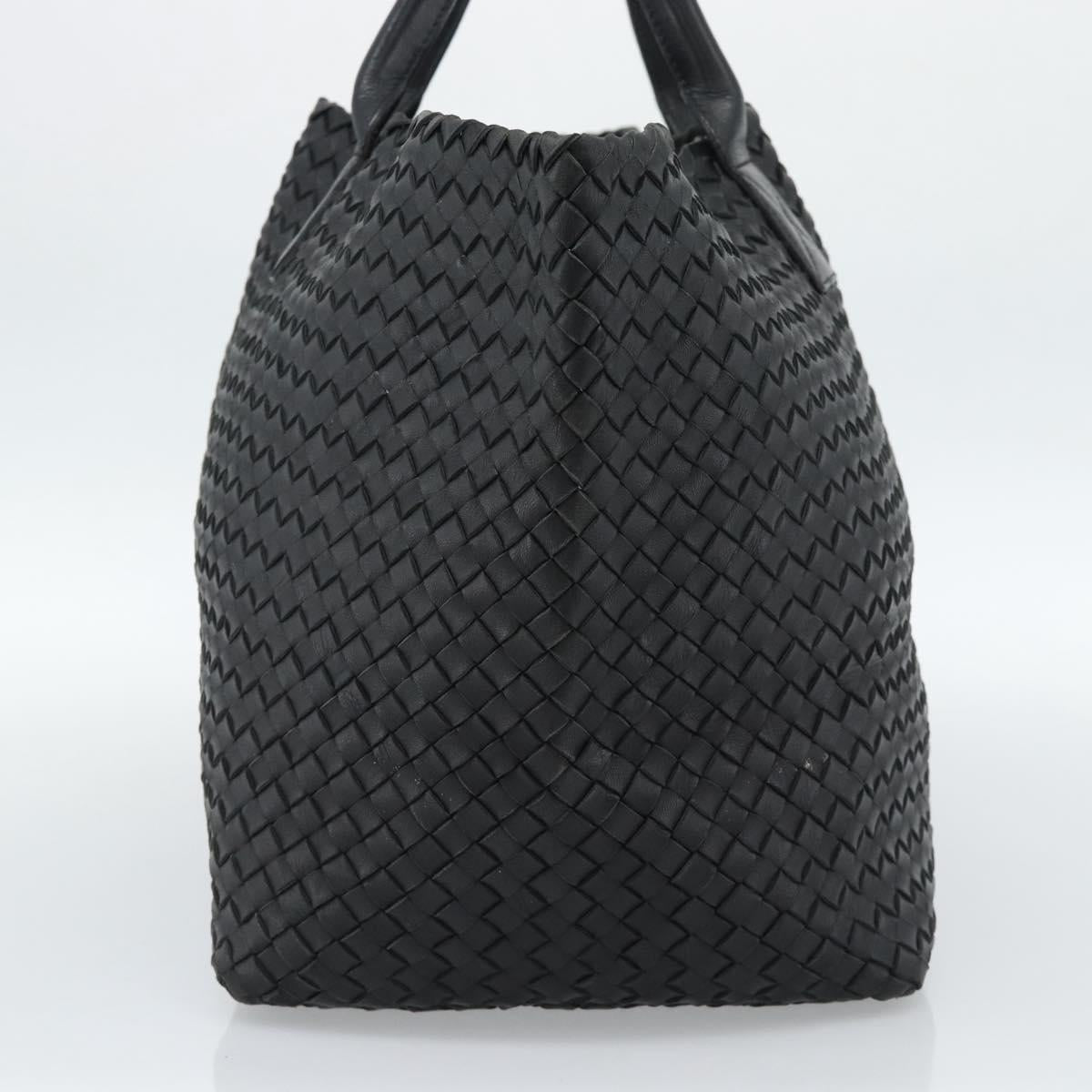 BOTTEGA VENETA INTRECCIATO Cabas MM Hand Bag Leather Black Auth 187044SAV