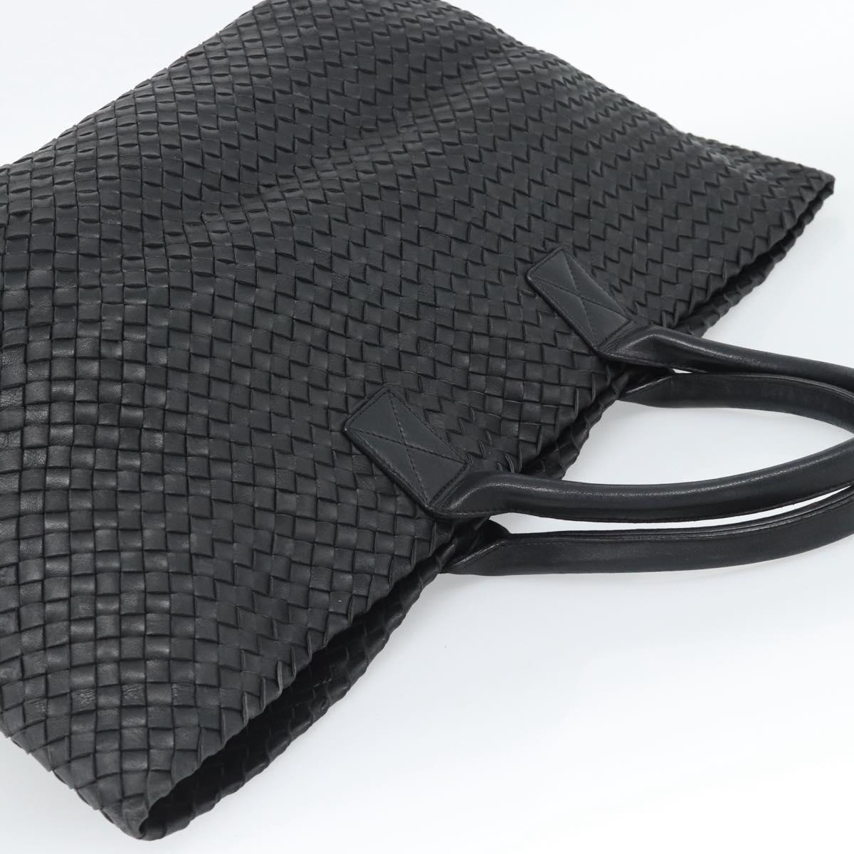 BOTTEGA VENETA INTRECCIATO Cabas MM Hand Bag Leather Black Auth 187044SAV
