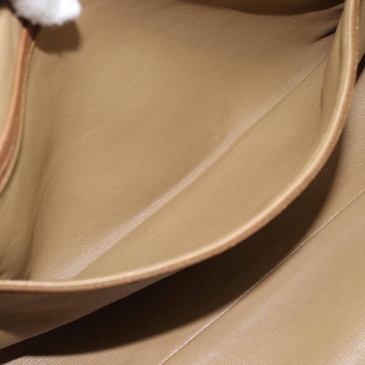 BVLGARI Tote Bag Leather Brown Gold Auth 187045