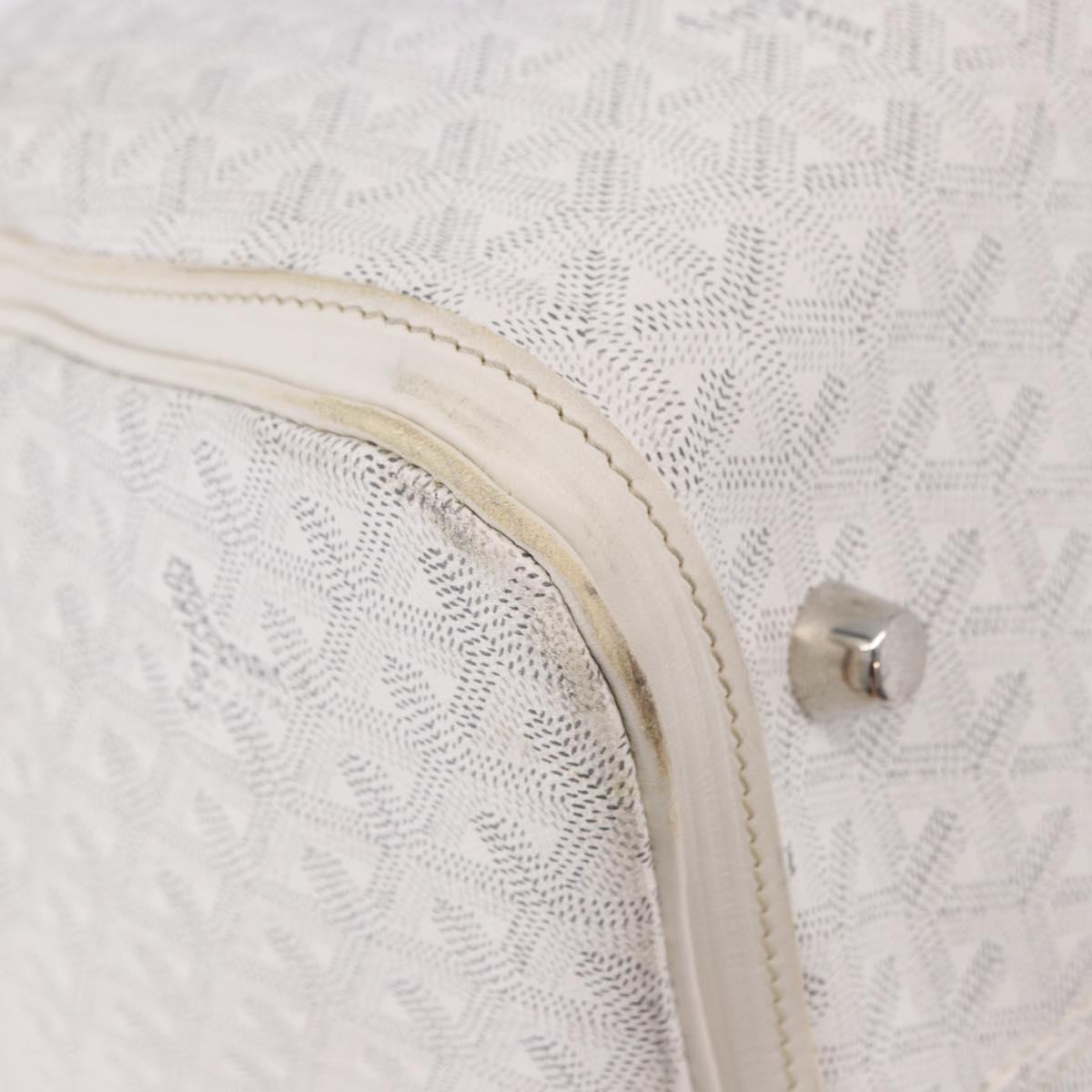 GOYARD Herringbone Boeing 55 Boston Bag PVC White Silver Auth 187047A