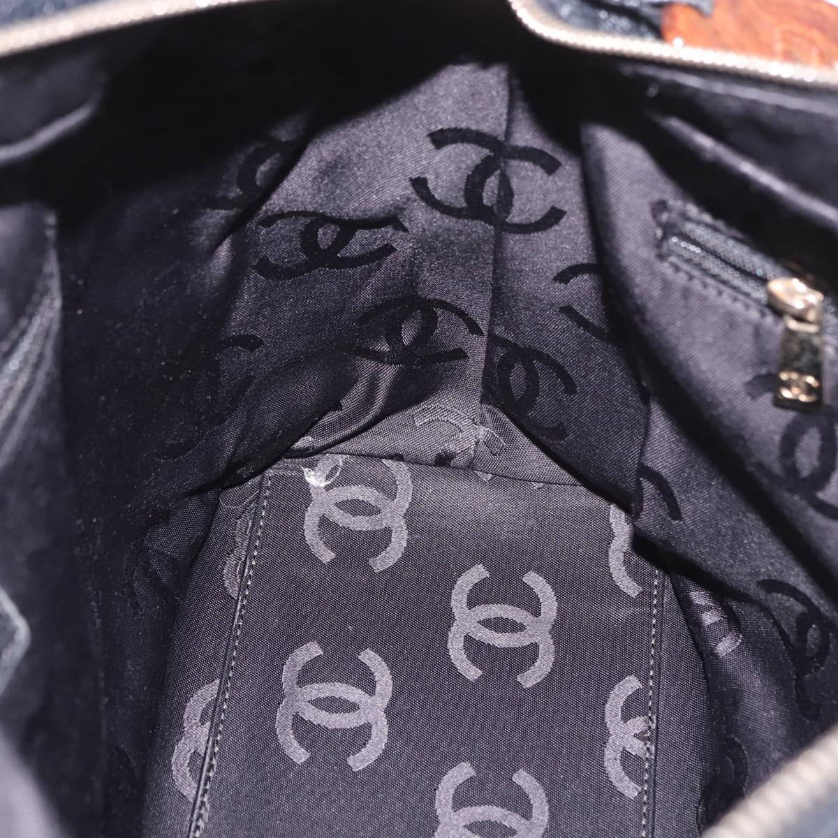 CHANEL Chain Shoulder Bag Caviar Skin Black Gold CC Auth 187048SAV