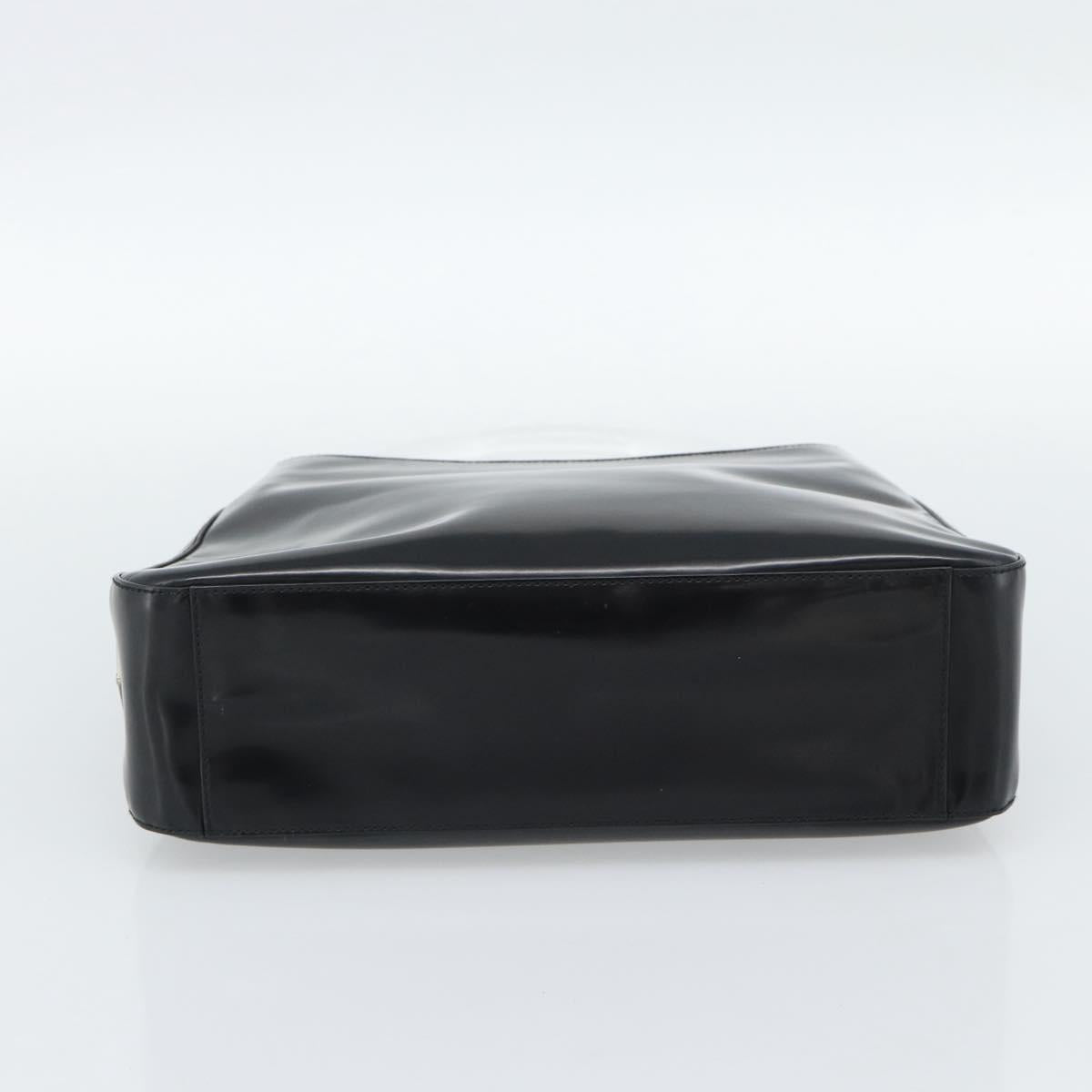 PRADA Shoulder Bag Leather Black Silver Auth 187050A