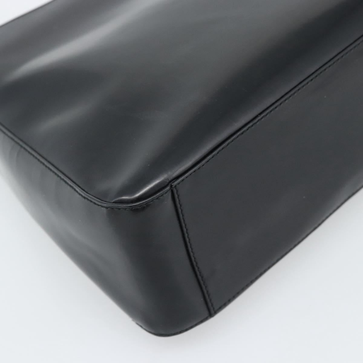 PRADA Shoulder Bag Leather Black Silver Auth 187050A