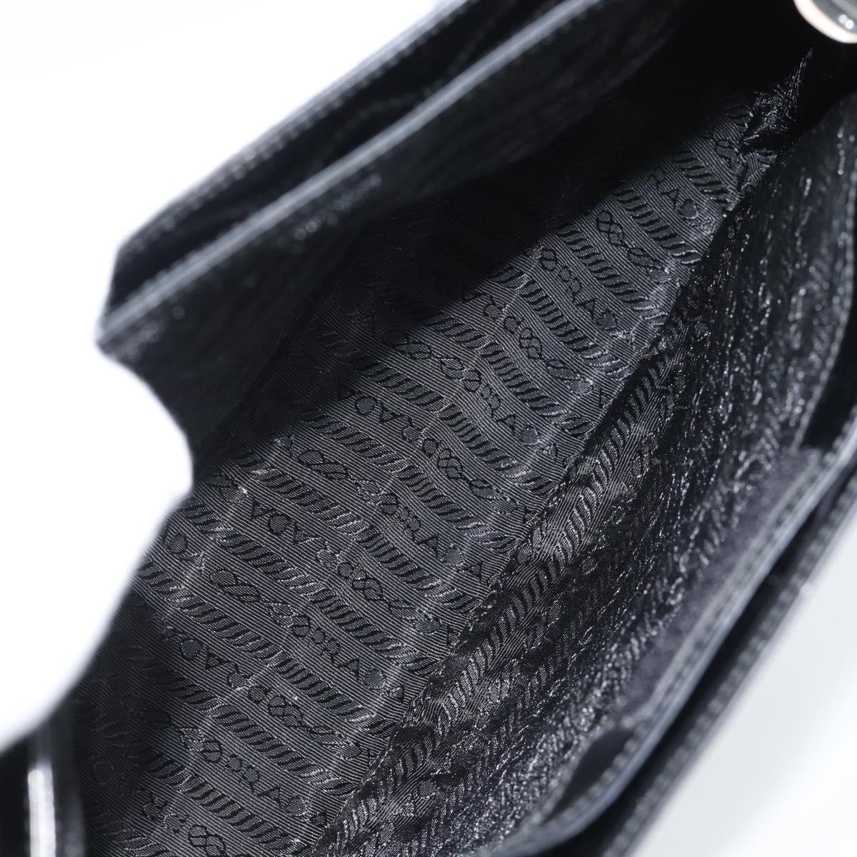 PRADA Shoulder Bag Leather Black Silver Auth 187050A