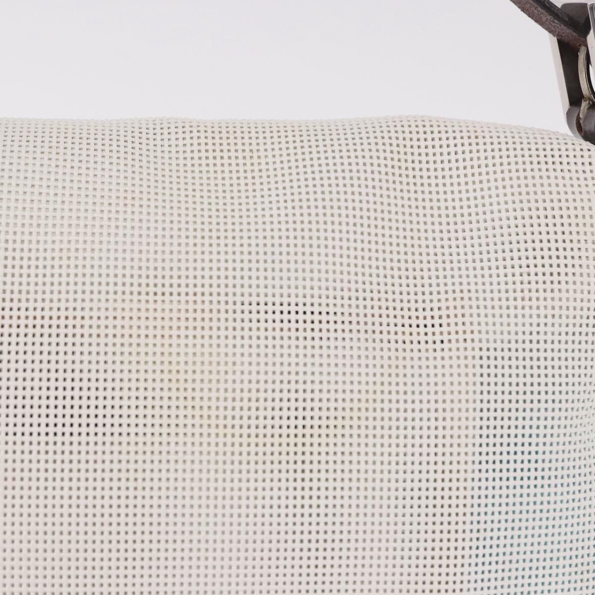 FENDI Mamma Baguette Shoulder Bag Mesh White Silver Auth 187051SAM