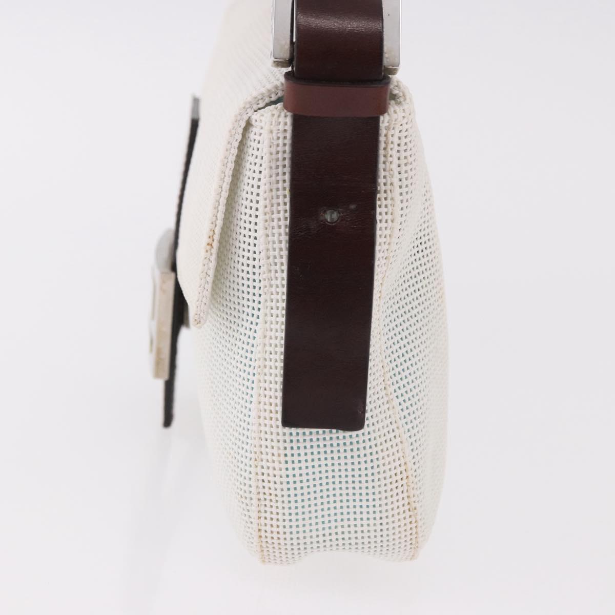 FENDI Mamma Baguette Shoulder Bag Mesh White Silver Auth 187051SAM