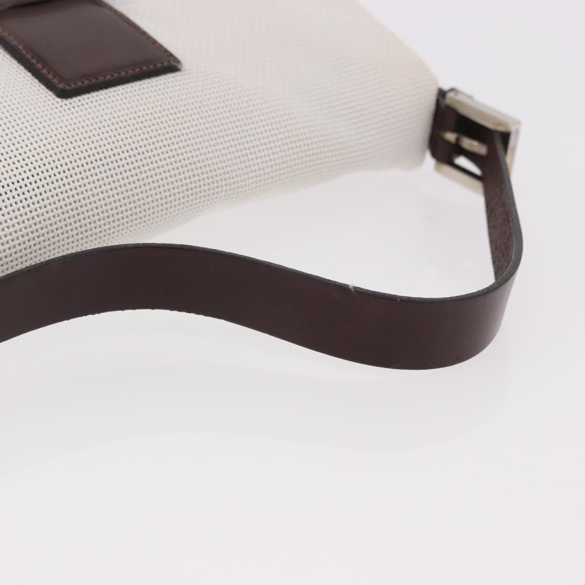 FENDI Mamma Baguette Shoulder Bag Mesh White Silver Auth 187051SAM